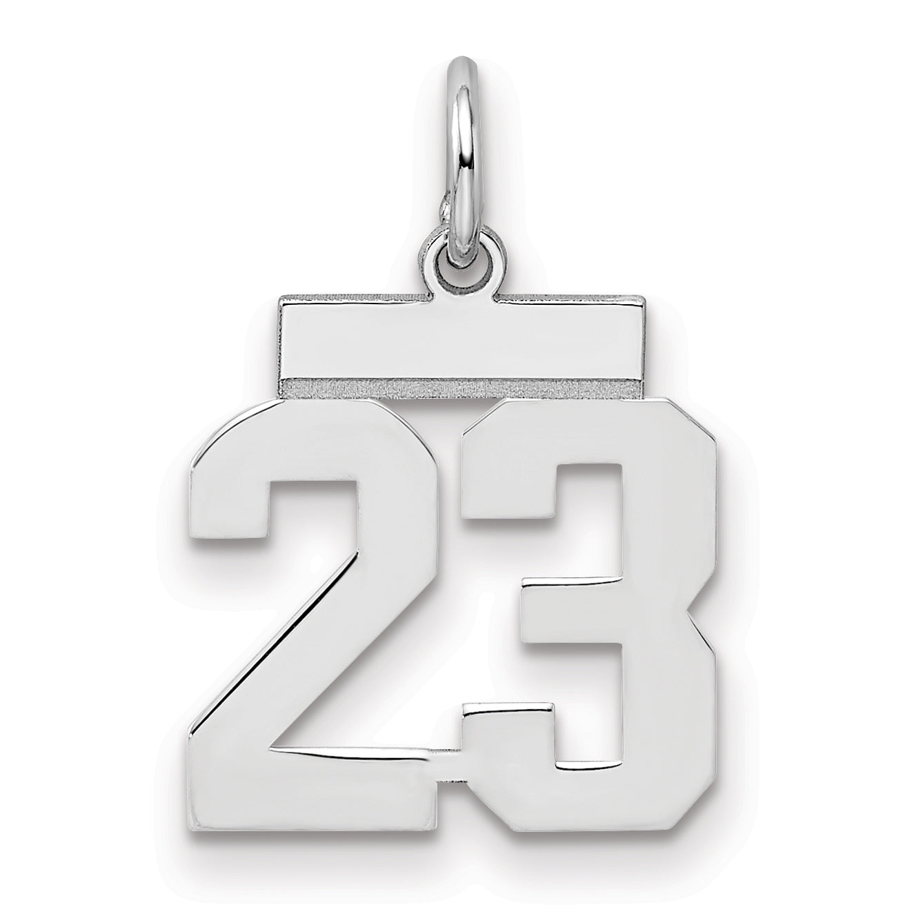 Sterling Silver Silver/Rhodium-Plated Polished Number 23 Charm