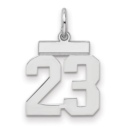Sterling Silver Silver/Rhodium-Plated Polished Number 23 Charm