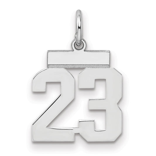 Sterling Silver Silver/Rhodium-Plated Polished Number 23 Charm