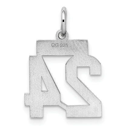 Sterling Silver Silver/Rhodium-Plated Polished Number 24 Charm