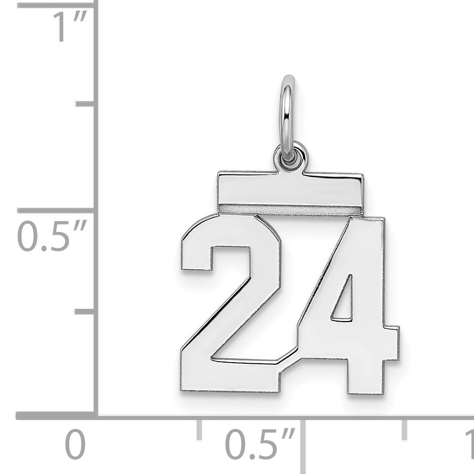 Sterling Silver Silver/Rhodium-Plated Polished Number 24 Charm