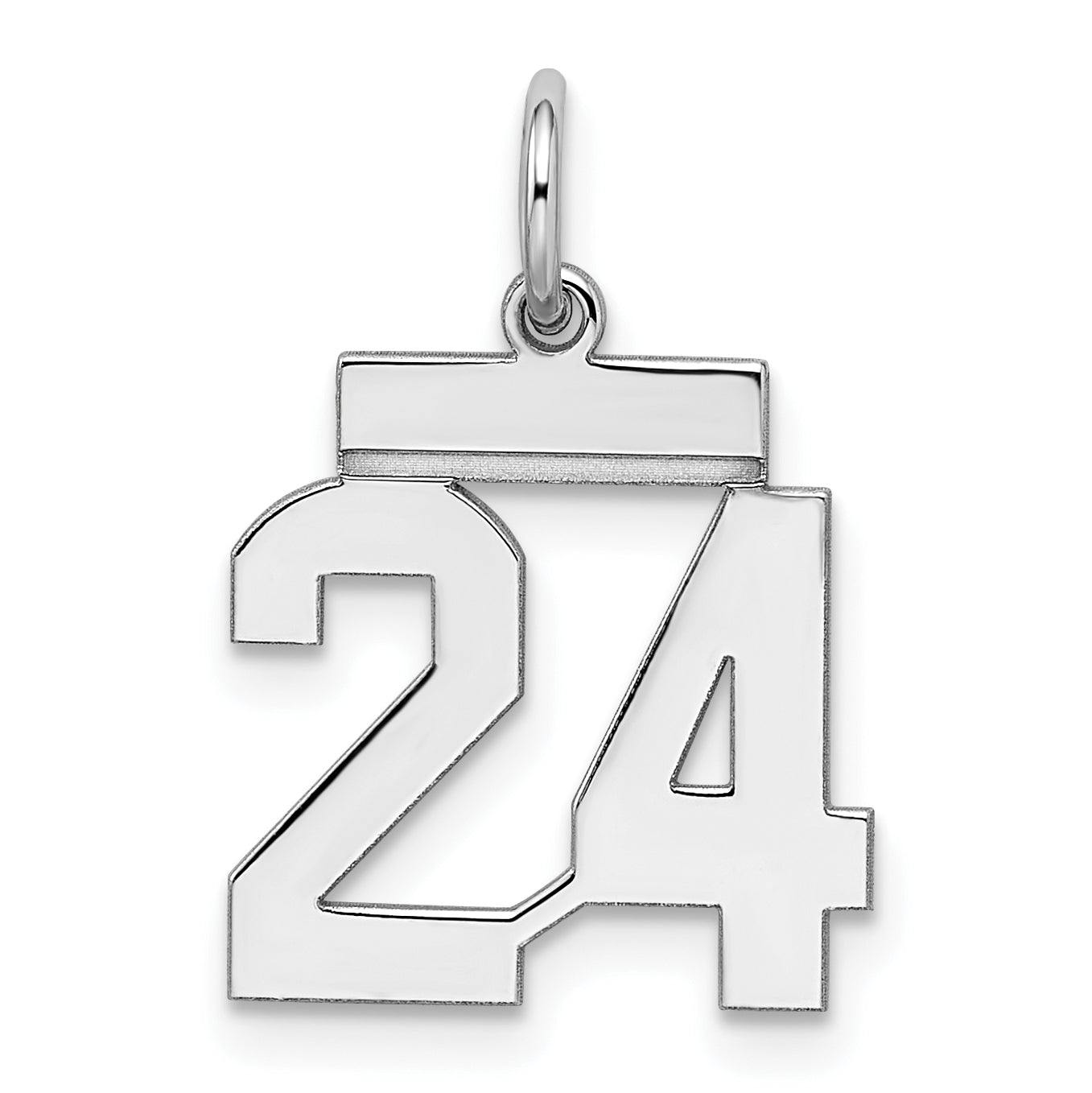 Sterling Silver Silver/Rhodium-Plated Polished Number 24 Charm
