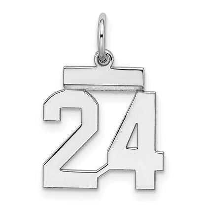 Sterling Silver Silver/Rhodium-Plated Polished Number 24 Charm