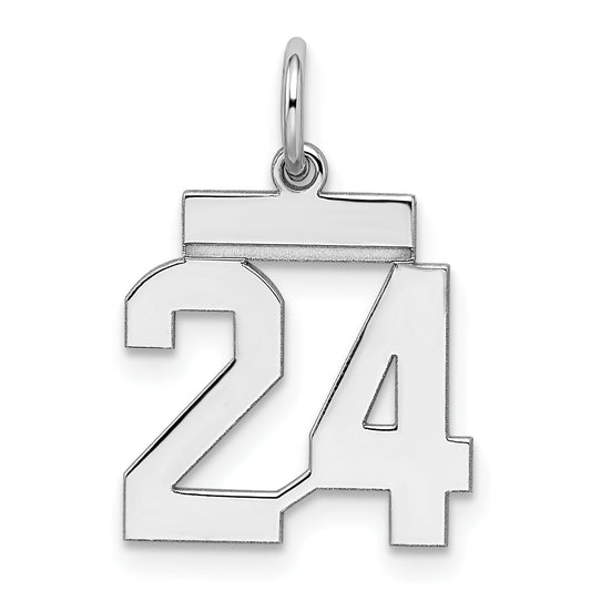 Sterling Silver Silver/Rhodium-Plated Polished Number 24 Charm