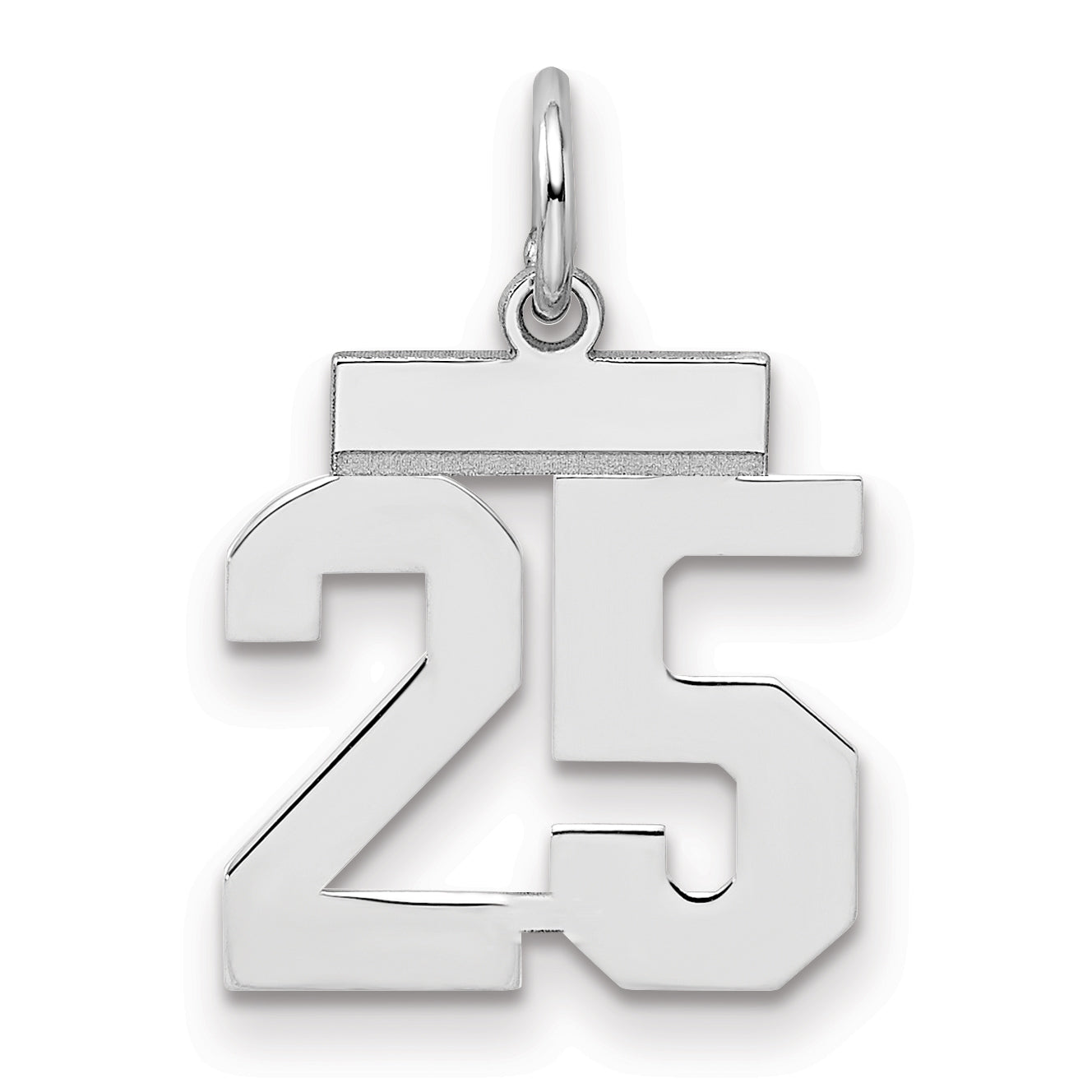 Sterling Silver Silver/Rhodium-Plated Polished Number 25 Charm