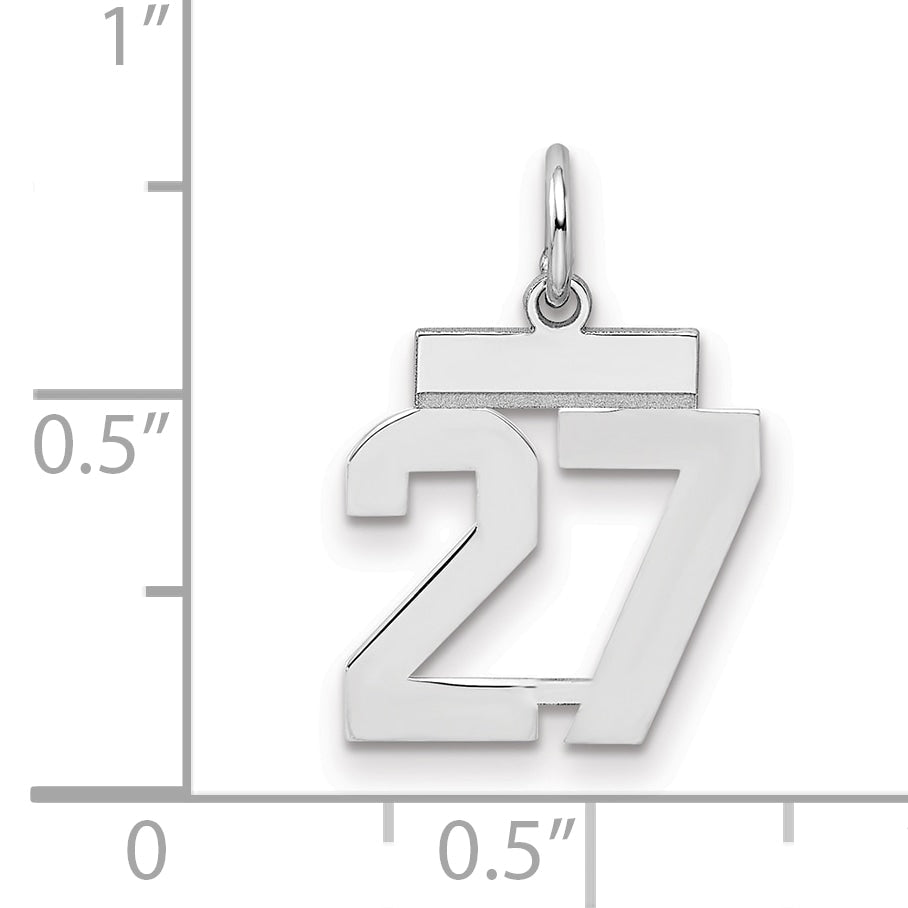 Sterling Silver Silver/Rhodium-Plated Polished Number 27 Charm