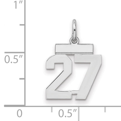 Sterling Silver Silver/Rhodium-Plated Polished Number 27 Charm
