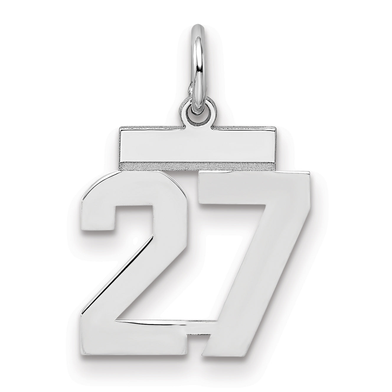 Sterling Silver Silver/Rhodium-Plated Polished Number 27 Charm