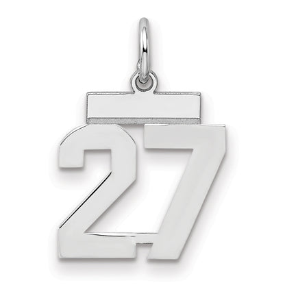 Sterling Silver Silver/Rhodium-Plated Polished Number 27 Charm