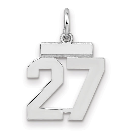 Sterling Silver Silver/Rhodium-Plated Polished Number 27 Charm