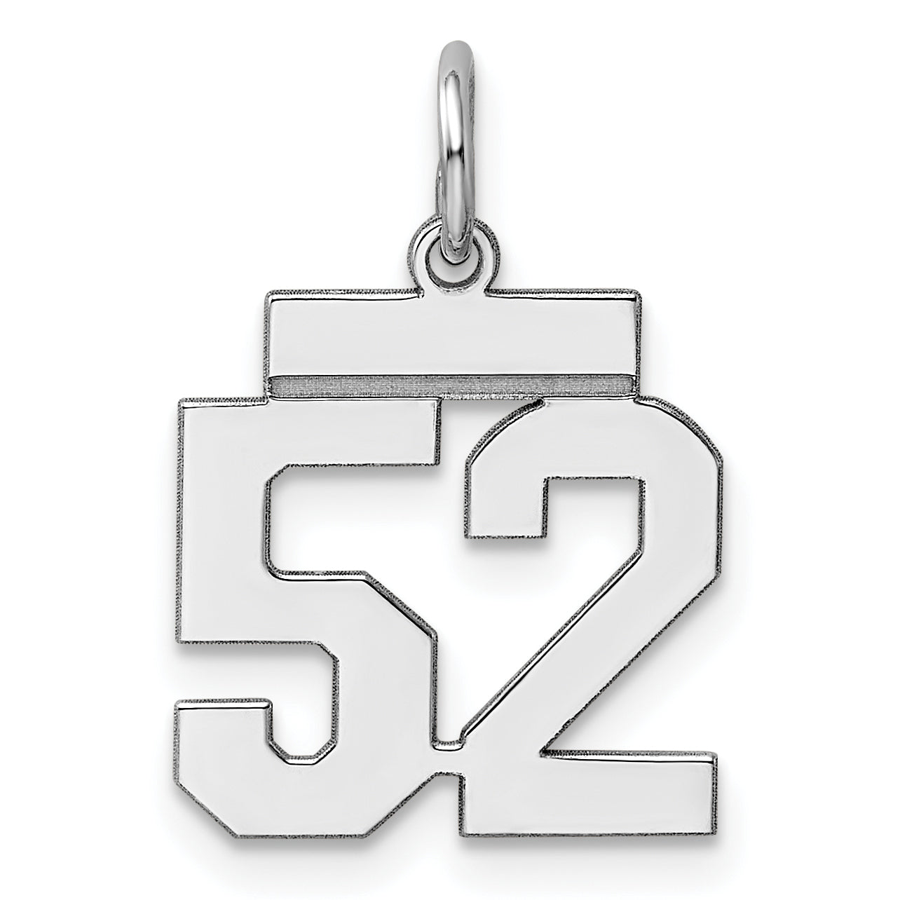 Sterling Silver Silver/Rhodium-Plated Polished Number 52 Charm