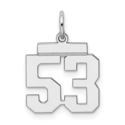 Sterling Silver Silver/Rhodium-Plated Polished Number 53 Charm