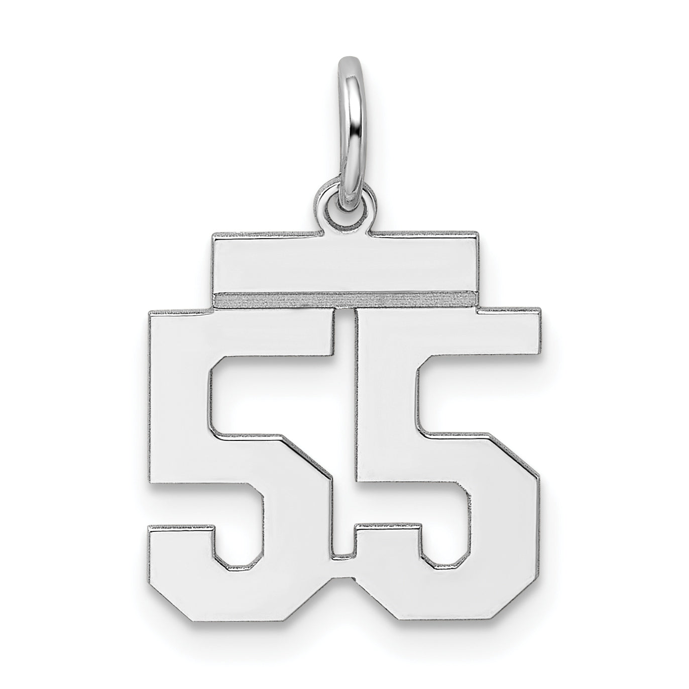 Sterling Silver Silver/Rhodium-Plated Polished Number 55 Charm