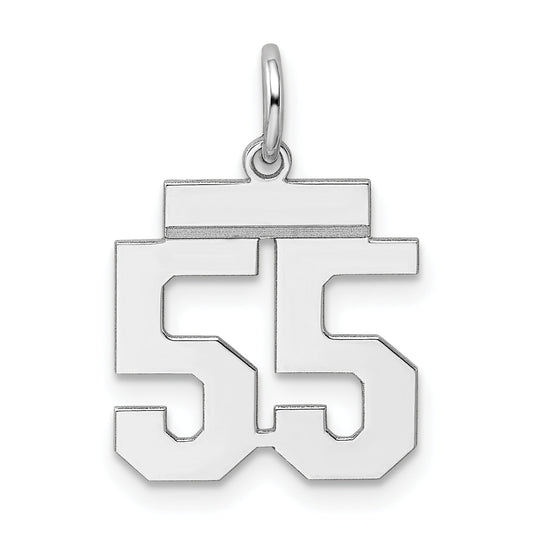 Sterling Silver Silver/Rhodium-Plated Polished Number 55 Charm