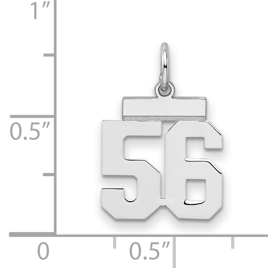 Sterling Silver Silver/Rhodium-Plated Polished Number 56 Charm