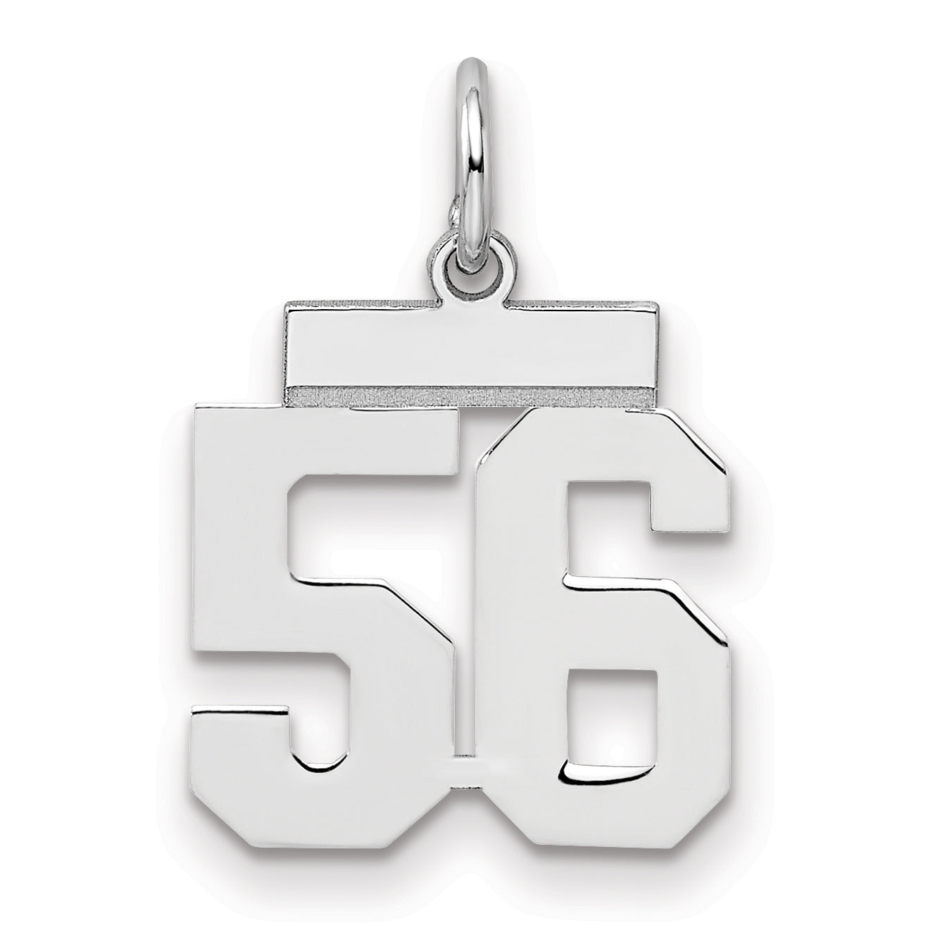 Sterling Silver Silver/Rhodium-Plated Polished Number 56 Charm