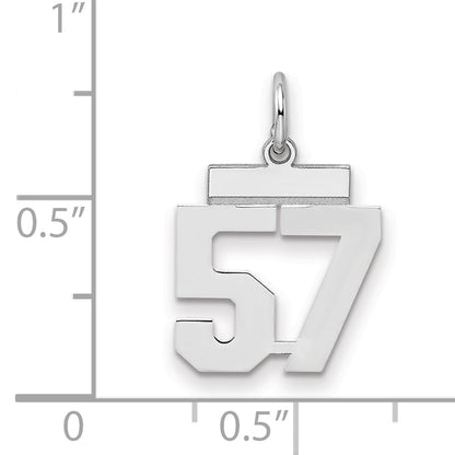 Sterling Silver Silver/Rhodium-Plated Polished Number 57 Charm