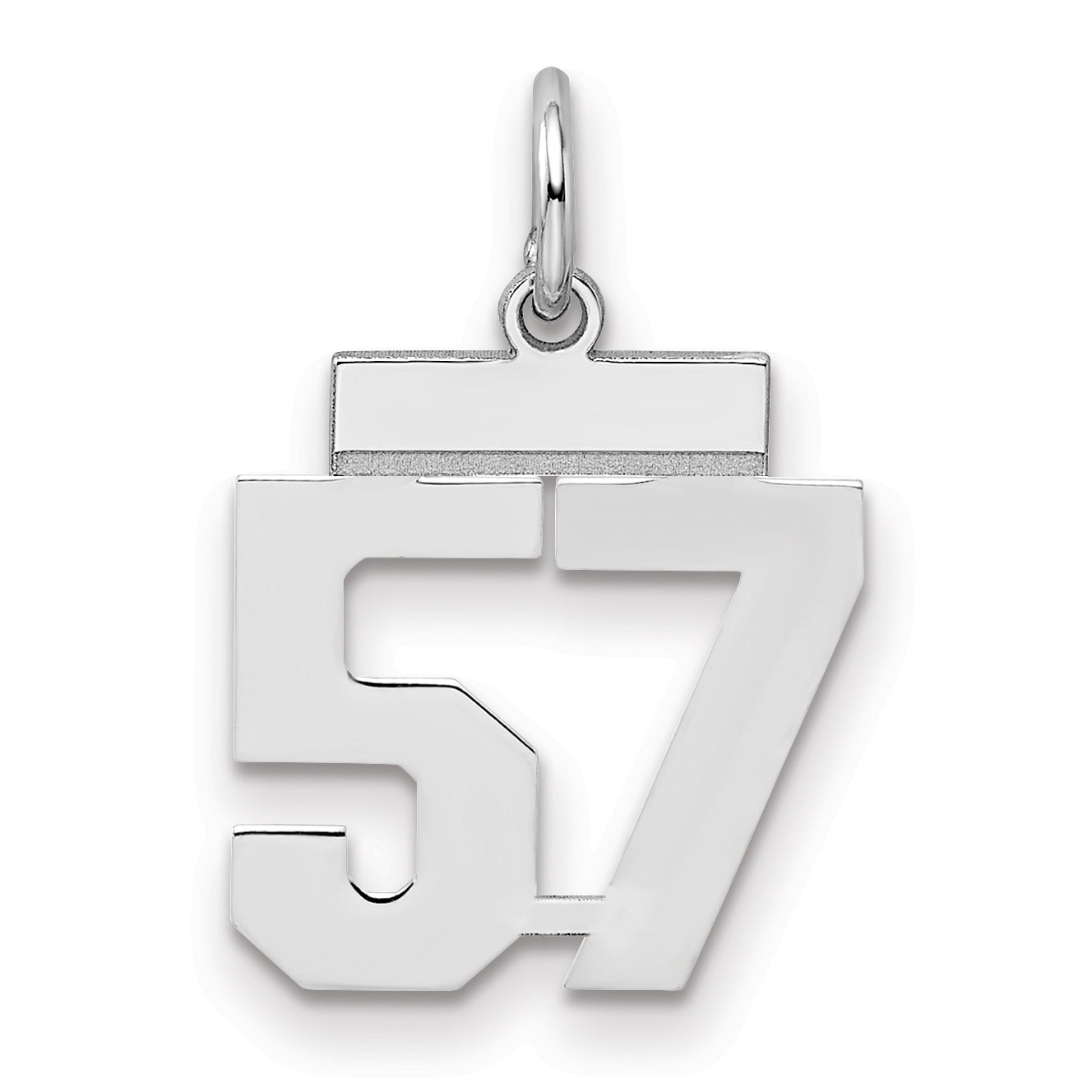 Sterling Silver Silver/Rhodium-Plated Polished Number 57 Charm