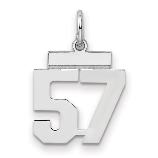 Sterling Silver Silver/Rhodium-Plated Polished Number 57 Charm