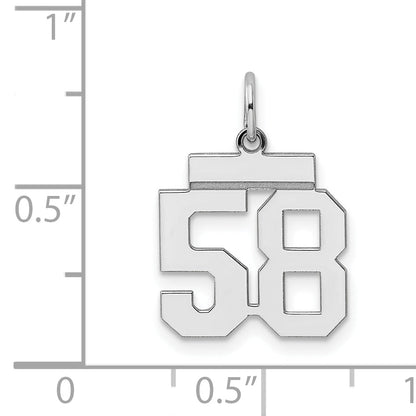 Sterling Silver Silver/Rhodium-Plated Polished Number 58 Charm