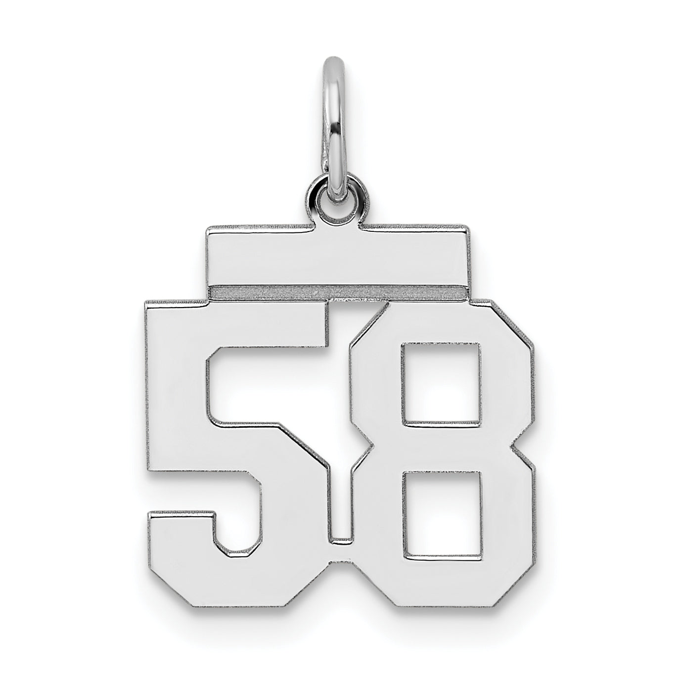Sterling Silver Silver/Rhodium-Plated Polished Number 58 Charm