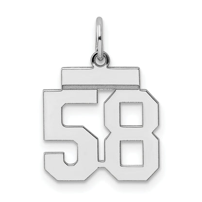Sterling Silver Silver/Rhodium-Plated Polished Number 58 Charm