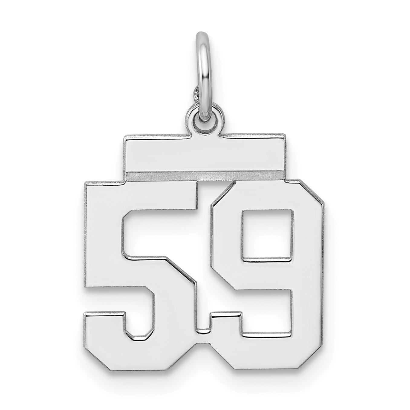 Sterling Silver Silver/Rhodium-Plated Polished Number 59 Charm