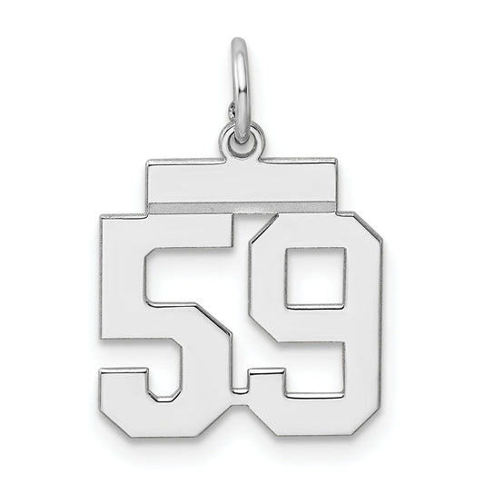 Sterling Silver Silver/Rhodium-Plated Polished Number 59 Charm