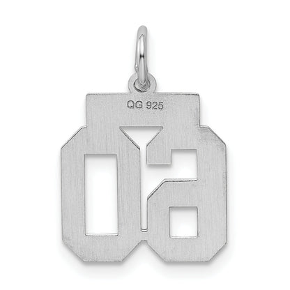 Sterling Silver Silver/Rhodium-Plated Polished Number 60 Charm