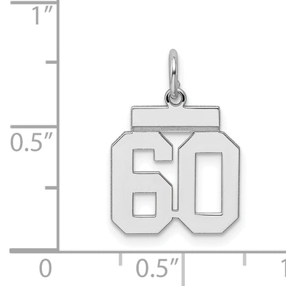 Sterling Silver Silver/Rhodium-Plated Polished Number 60 Charm