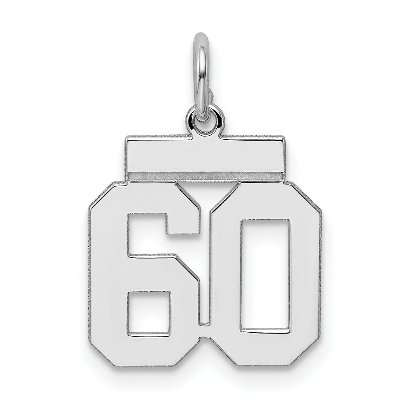 Sterling Silver Silver/Rhodium-Plated Polished Number 60 Charm