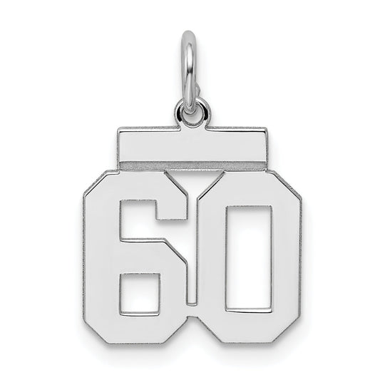 Sterling Silver Silver/Rhodium-Plated Polished Number 60 Charm