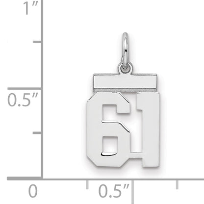 Sterling Silver Silver/Rhodium-Plated Polished Number 61 Charm