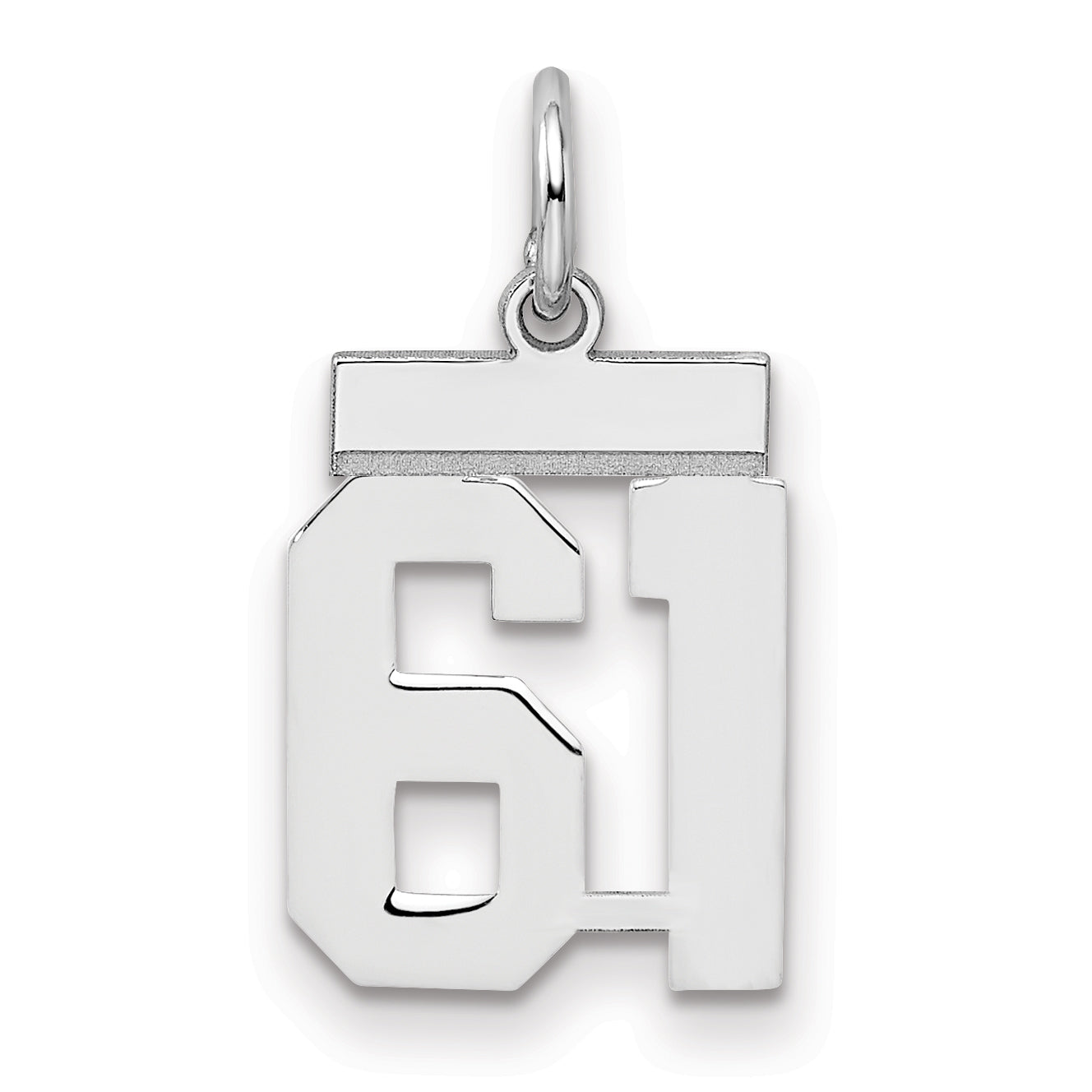 Sterling Silver Silver/Rhodium-Plated Polished Number 61 Charm
