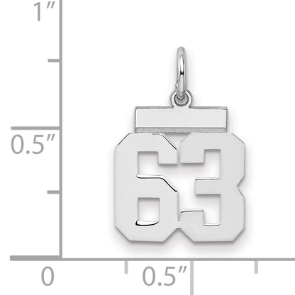 Sterling Silver Silver/Rhodium-Plated Polished Number 63 Charm