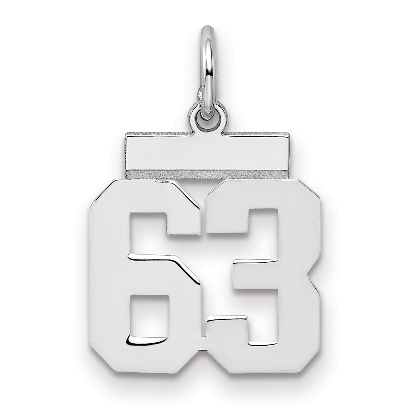 Sterling Silver Silver/Rhodium-Plated Polished Number 63 Charm