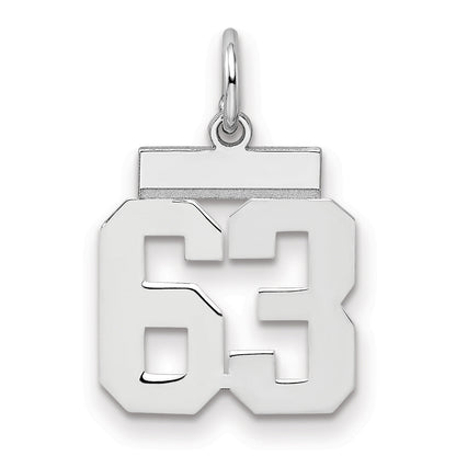 Sterling Silver Silver/Rhodium-Plated Polished Number 63 Charm