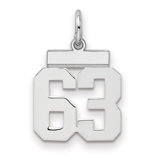 Sterling Silver Silver/Rhodium-Plated Polished Number 63 Charm