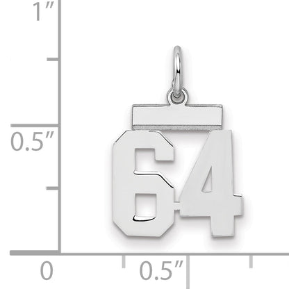 Sterling Silver Silver/Rhodium-Plated Polished Number 64 Charm