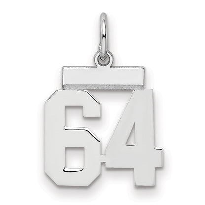 Sterling Silver Silver/Rhodium-Plated Polished Number 64 Charm