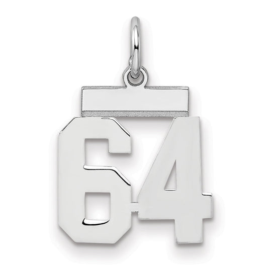 Sterling Silver Silver/Rhodium-Plated Polished Number 64 Charm
