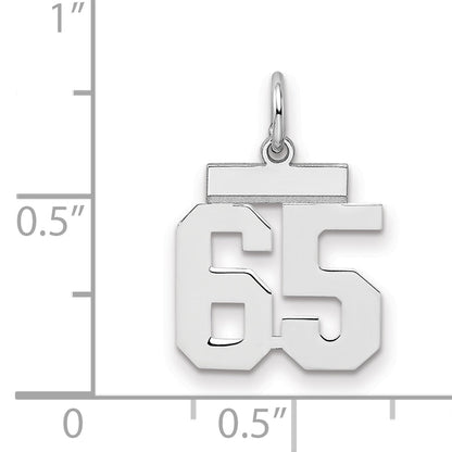 Sterling Silver Silver/Rhodium-Plated Polished Number 65 Charm