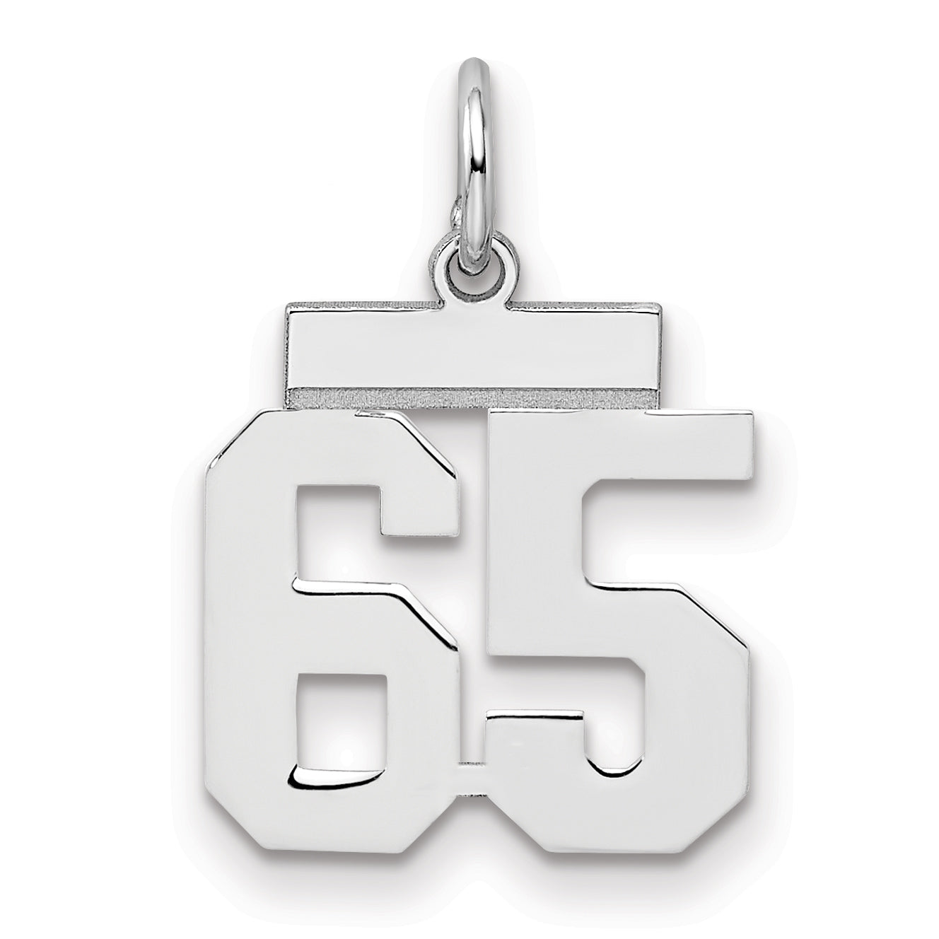 Sterling Silver Silver/Rhodium-Plated Polished Number 65 Charm