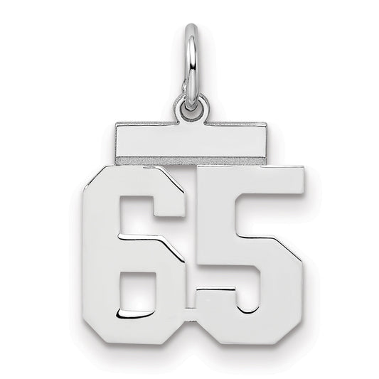 Sterling Silver Silver/Rhodium-Plated Polished Number 65 Charm