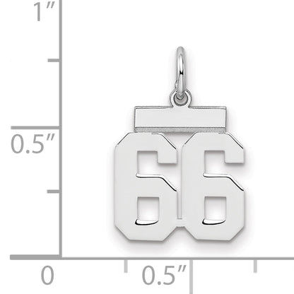 Sterling Silver Silver/Rhodium-Plated Polished Number 66 Charm