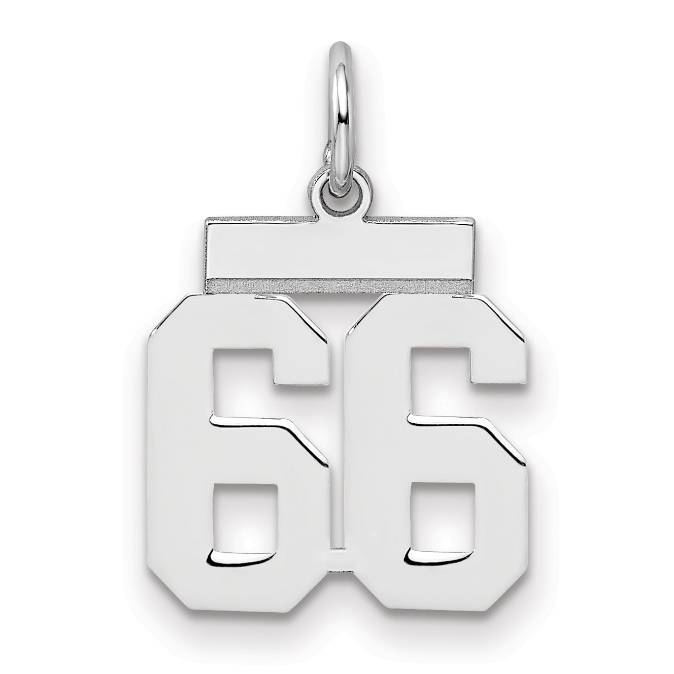 Sterling Silver Silver/Rhodium-Plated Polished Number 66 Charm