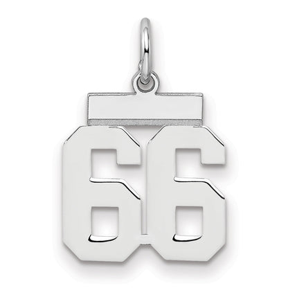 Sterling Silver Silver/Rhodium-Plated Polished Number 66 Charm