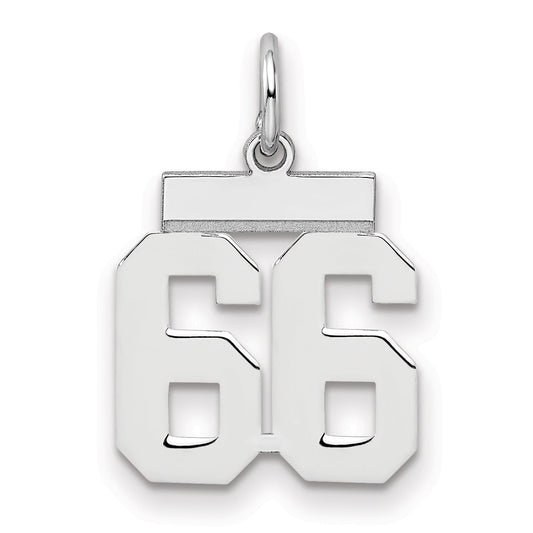 Sterling Silver Silver/Rhodium-Plated Polished Number 66 Charm