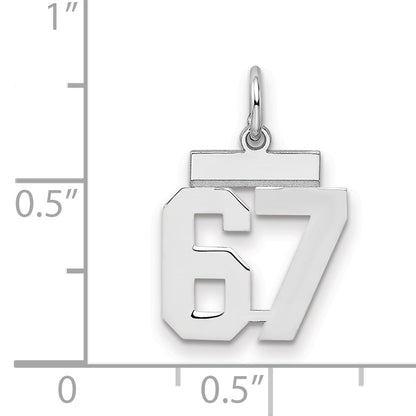 Sterling Silver Silver/Rhodium-Plated Polished Number 67 Charm