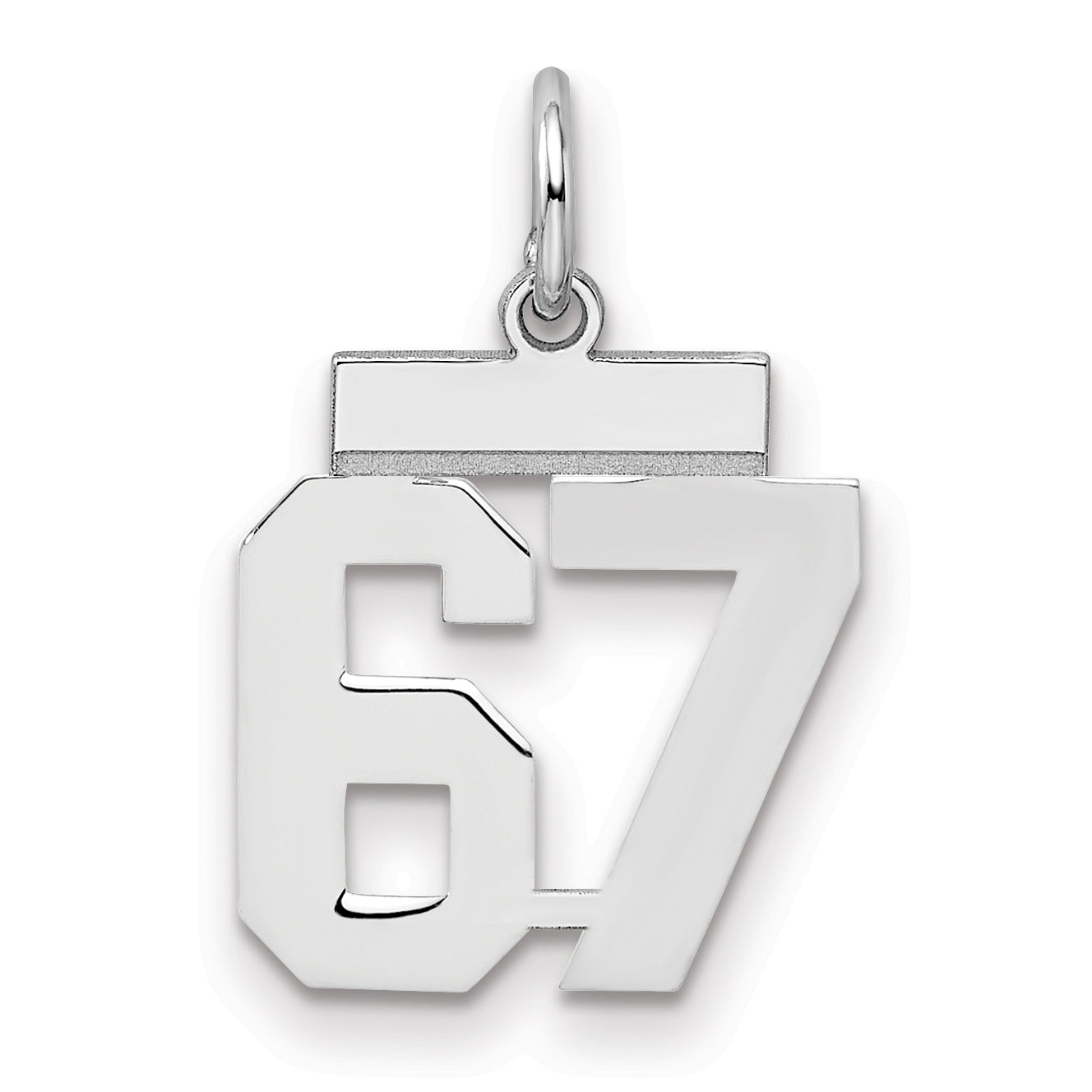Sterling Silver Silver/Rhodium-Plated Polished Number 67 Charm